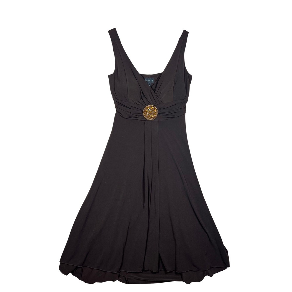 Y2K‎ En Focus Studio Brown Dress Boho Size 6 Sleeveless Fit & Flare Party 6